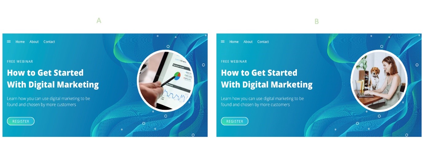 A/B testing sur une landing page avec deux visuels