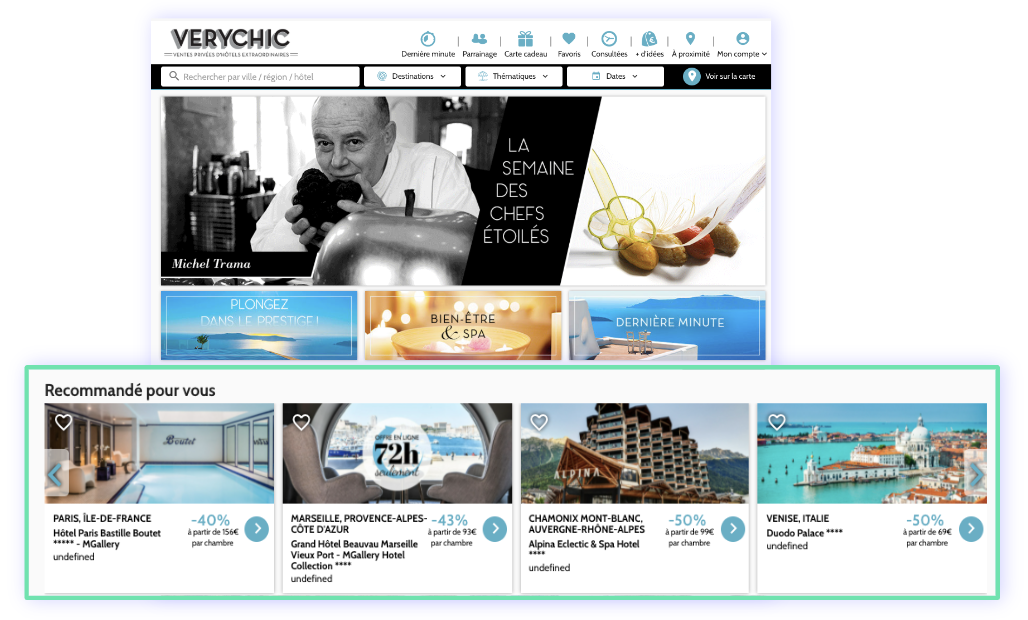 recommandations produits homepage verychic