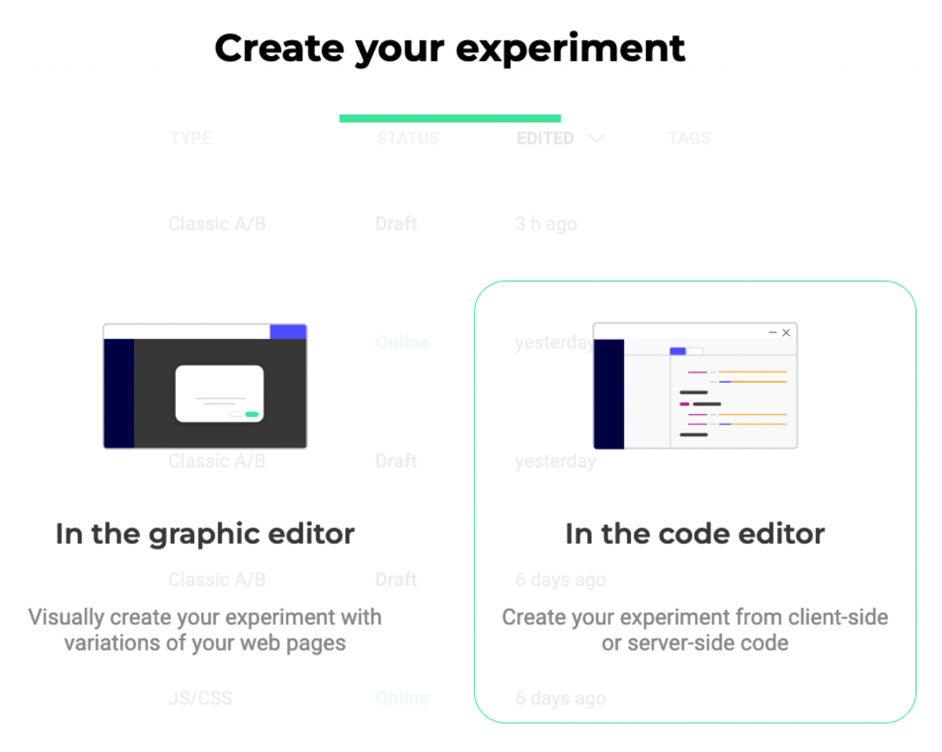 How to create new experiment