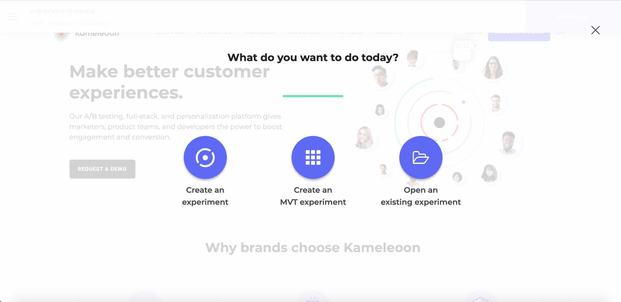 How to create an experiment from Kameleoon A/B testing platform