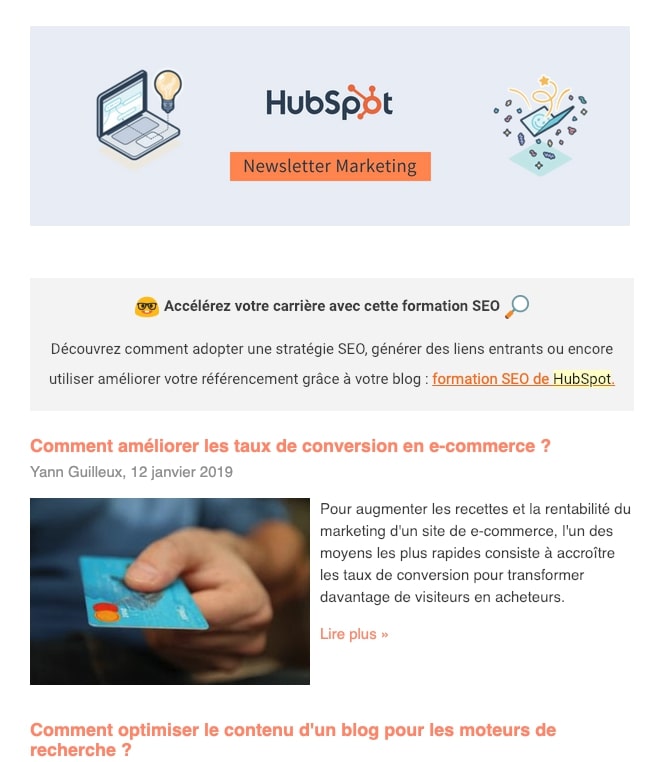 optimiser le contenu d'un email avec hubspot