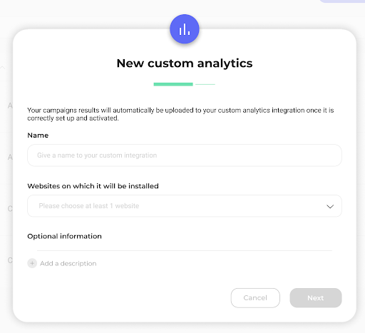 New custom analytics window