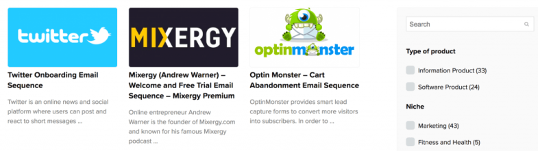 Examples of drip sequences on this website for email marketing