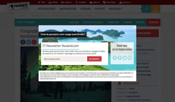 Routard.com personalized newsletter sign-ups to recruit new customers