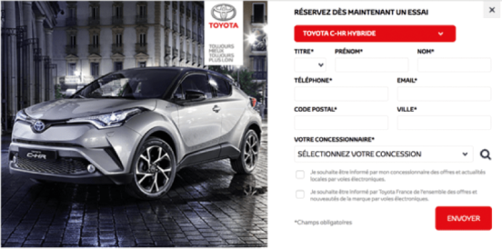 Toyota personalized offers based on visitor interest
